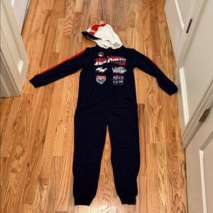 GAP Boys Navy Blue Red White Hot Wheels Hooded Pajamas